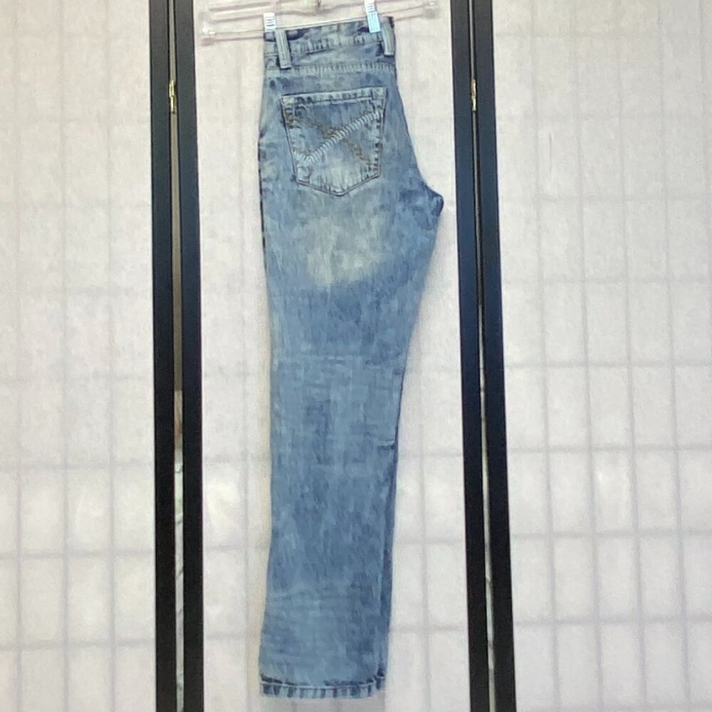 CJ Black Distressed Slim Denim Jeans Faded Medium Wash 28 Embroidered Pocket - Picture 6 of 14